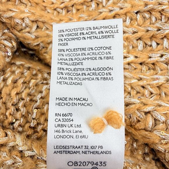 Anthropologie Maeve Oversized Collar Cardigan Sweater M Gold Shimmer Holiday NWT - Picture 13 of 16